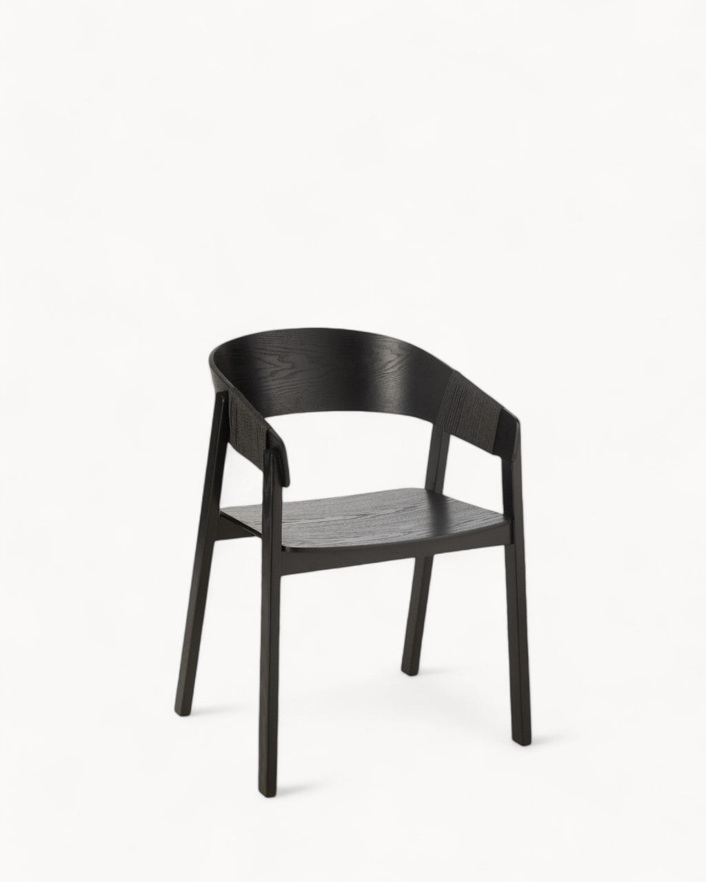 Eetkamerstoel van Essenhout met Zwart Touw – Minimalistisch en Comfortabel Ontwerp voor Moderne Interieurs 0