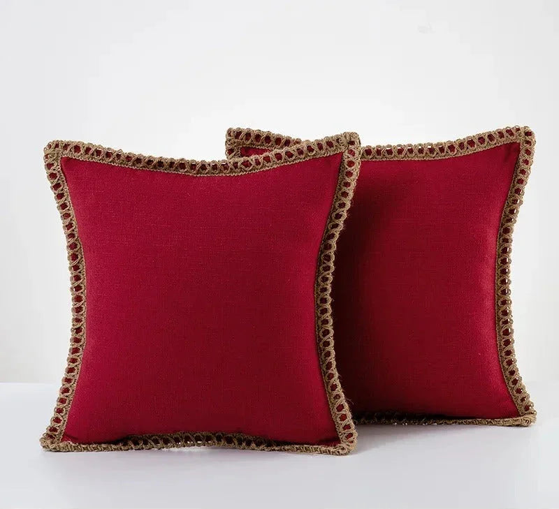 Elegante Kussensloop in Grijs en Rood – Duurzaam Polyester, Diverse Maten 30x50cm, 45x45cm, 50x50cm