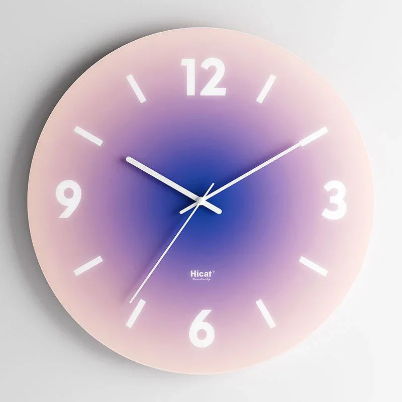 Elegante Wandklok van Glas met Stille beweging – 30 cm Blauw-paars (met nummers)