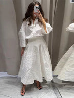 Yvaine | Co-ord Set Dames - Reverskraag Geplooide Rok