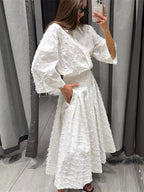 Yvaine | Co-ord Set Dames - Reverskraag Geplooide Rok