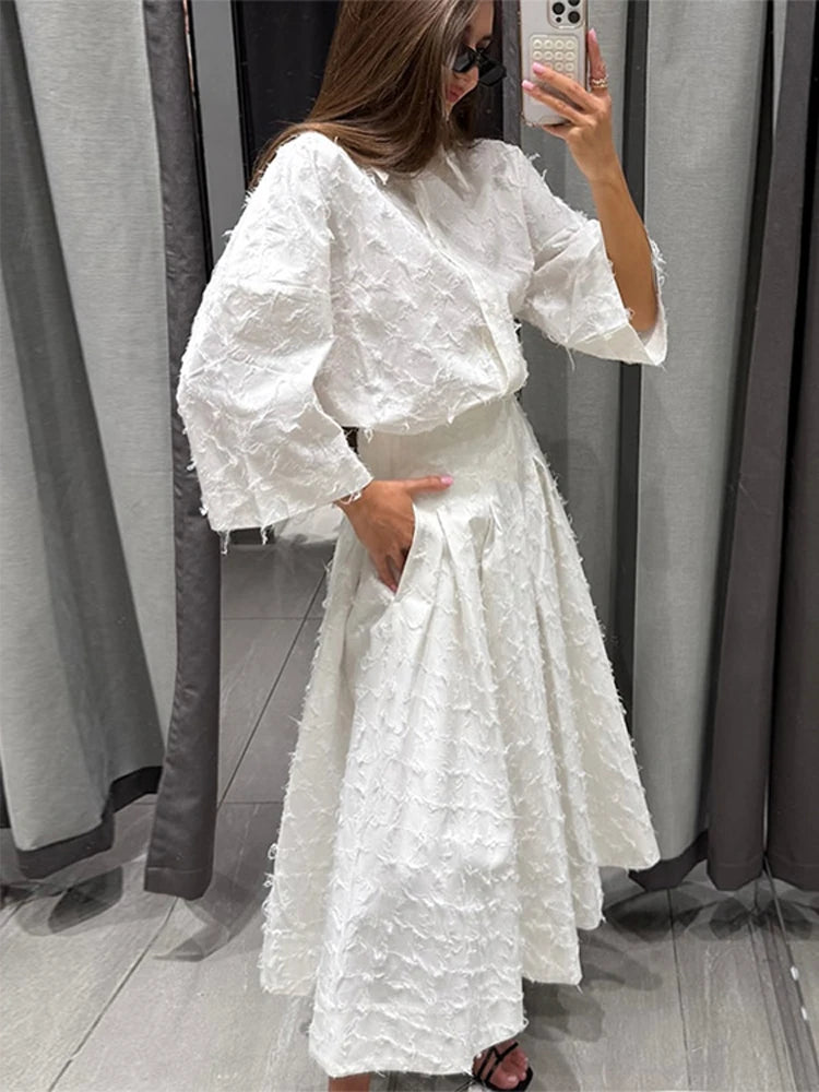 Yvaine | Co-ord Set Dames - Reverskraag Geplooide Rok