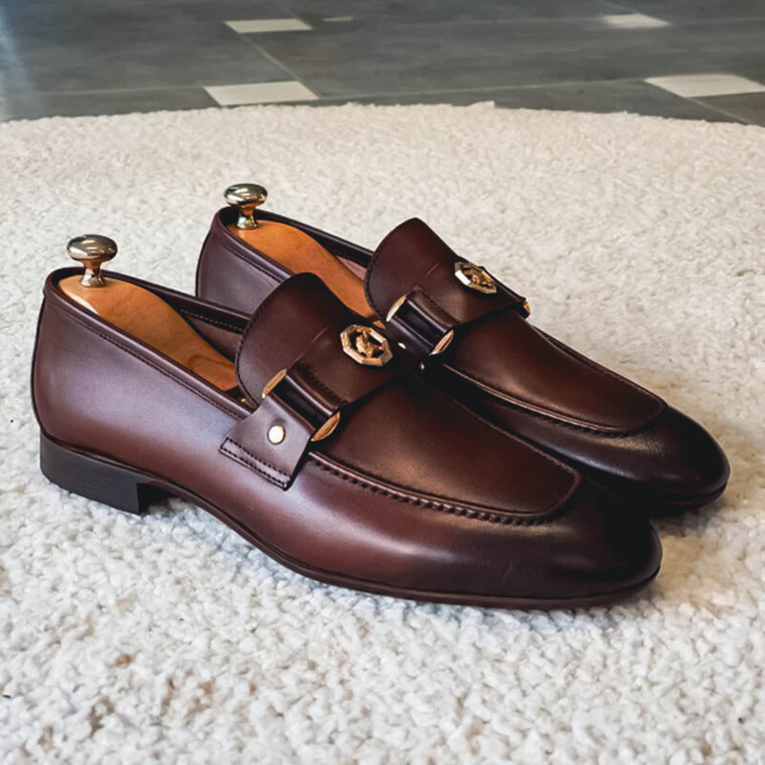 Elysian Heren Loafers | PU-Leer met Gouden Accent, Zwart 0