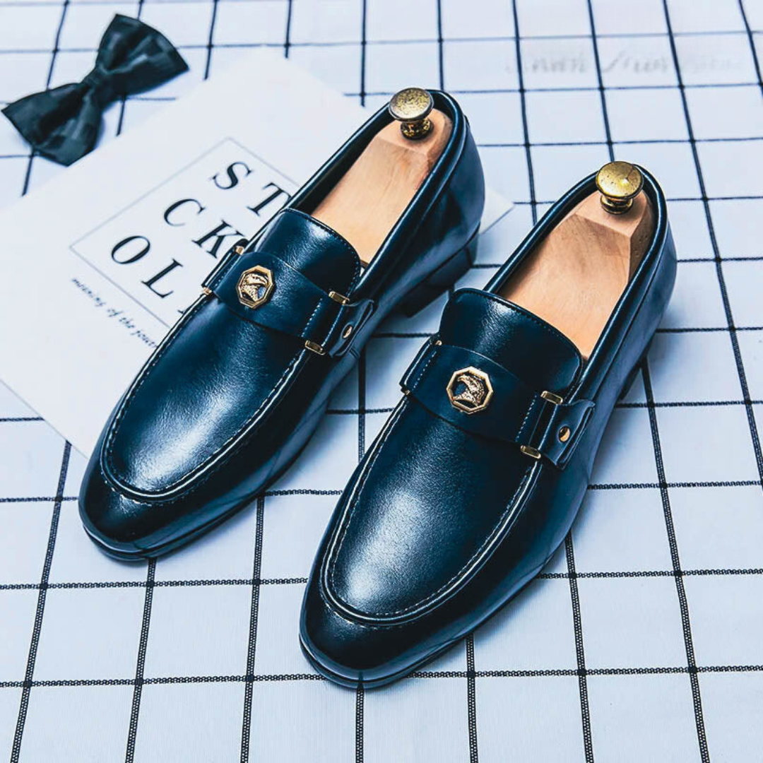 Elysian Heren Loafers | PU-Leer met Gouden Accent, Zwart 2