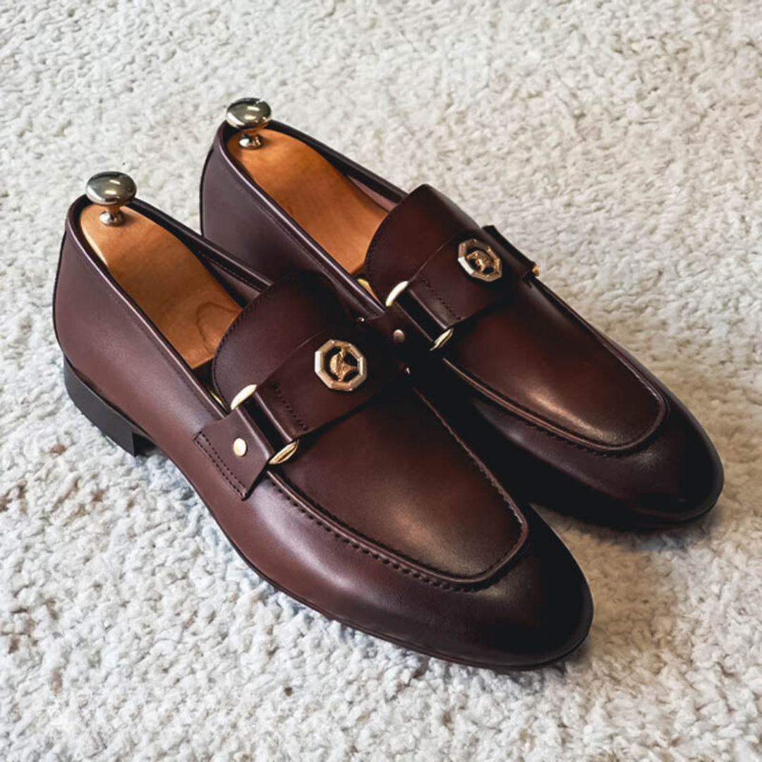 Elysian Heren Loafers | PU-Leer met Gouden Accent, Zwart 3