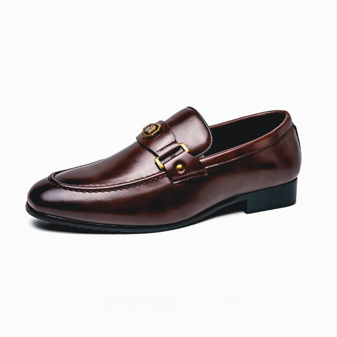 Elysian Heren Loafers | PU-Leer met Gouden Accent, Zwart 5