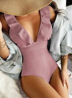 Evelyn | Zwemset Dames - Met Ruches en Comfortabel Roze