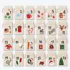 Adventskalender Zakjes om te Vullen – 24 Stoffen Zakjes met Cijfers & Trekkoord, 15 x 10 cm, Herbruikbaar Default Title