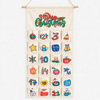 Adventskalender om te Vullen & Op te Hangen – Stoffen Wandkalender met 24 Vakjes, Hout & Stof, 100 x 50 cm, Herbruikbaar