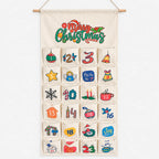 Adventskalender om te Vullen & Op te Hangen – Stoffen Wandkalender met 24 Vakjes, Hout & Stof, 100 x 50 cm, Herbruikbaar Stijl A