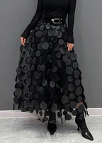 Valeraine | Rok Dames - Polkadot Polyester Viscose - Los Zwart