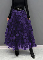 Valeraine | Rok Dames - Polkadot Polyester Viscose - Los Paars