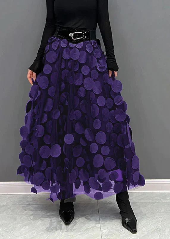 Valeraine | Rok Dames - Polkadot Polyester Viscose - Los Paars