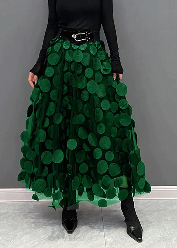 Valeraine | Rok Dames - Polkadot Polyester Viscose - Los Donkergroen
