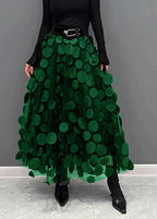 Valeraine | Rok Dames - Polkadot Polyester Viscose - Los Donkergroen
