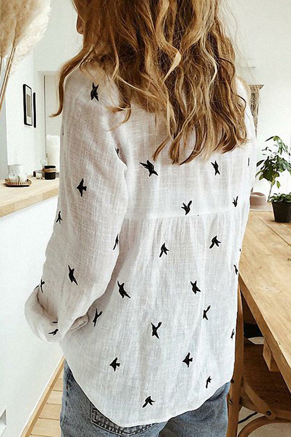 Livia | Top Dames - Katoen Linnen Bloemenprint - Heuplengte Casual