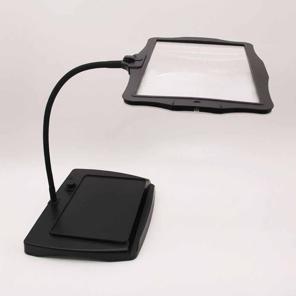Vergrotingslamp met LED – Loeplamp 3x Vergroting, Oplaadbaar, Handsfree Leeslamp met Zwanenhals, Zwart of Wit Zwart