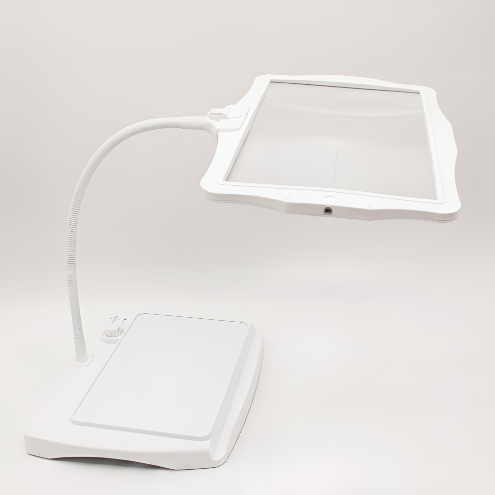 Vergrotingslamp met LED – Loeplamp 3x Vergroting, Oplaadbaar, Handsfree Leeslamp met Zwanenhals, Zwart of Wit Wit