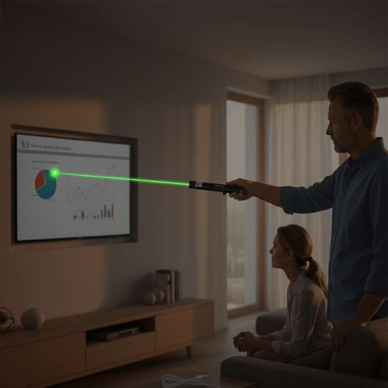 Laserpen met Groot Bereik, USB-Oplaadbaar, Metalen Behuizing, Instelbare Focus, Rood/Groen