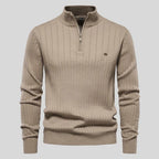 Trui Heren Half-Zip Ademend Comfortabel Khaki