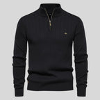 Trui Heren Half-Zip Ademend Comfortabel Zwart