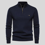 Trui Heren Half-Zip Ademend Comfortabel Donkerblauw