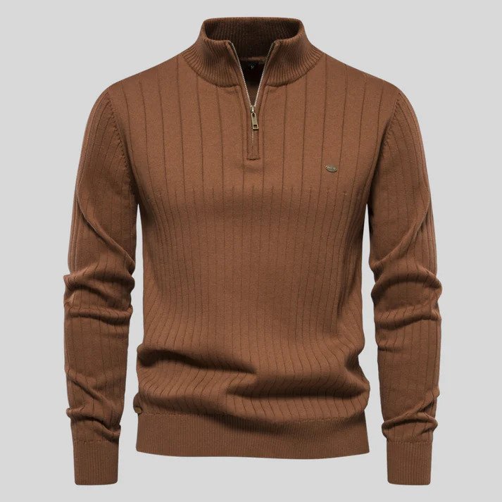 Trui Heren Half-Zip Ademend Comfortabel Bruin