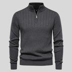 Trui Heren Half-Zip Ademend Comfortabel Donkergrijs