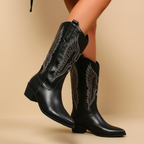 Cowboylaarzen Dames Middelhoge Hak Geborduurd