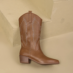Cowboylaarzen Dames Middelhoge Hak Geborduurd