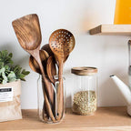 Natuurlijke Houten Keukenset – Rustiek Houten Kookgerei, Set van 4 of 7 Stuks – RustiCook