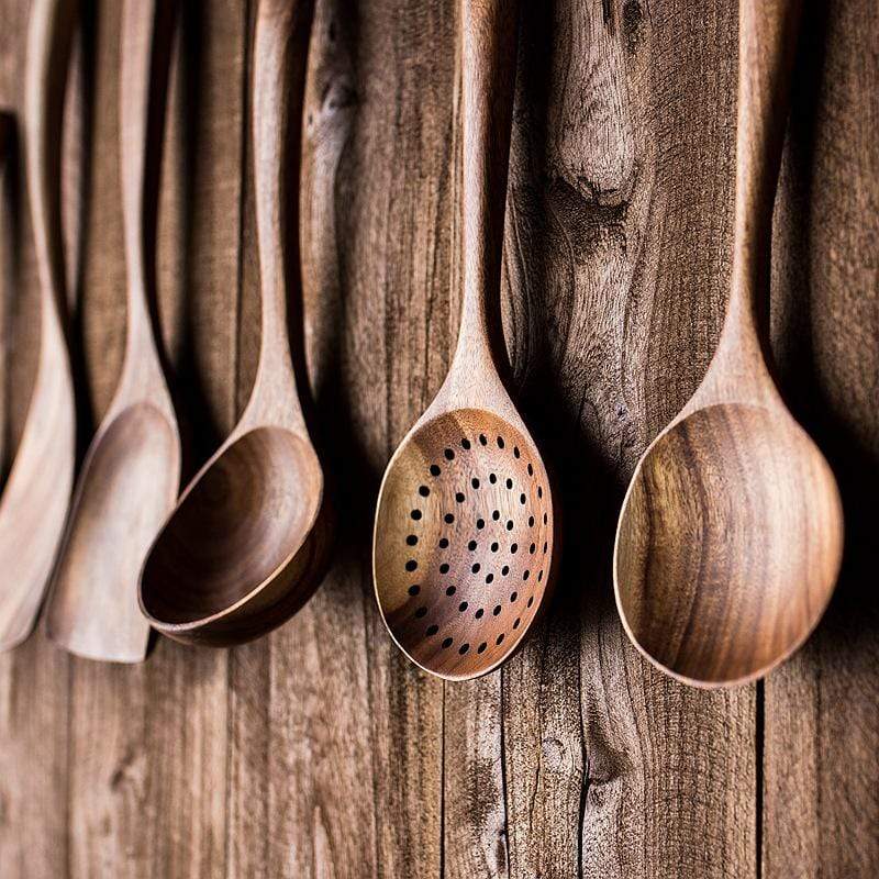 Natuurlijke Houten Keukenset – Rustiek Houten Kookgerei, Set van 4 of 7 Stuks – RustiCook