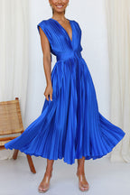 Hanna | Dames Midi Jurk - Luxe Satijn, V-hals Feestkleding