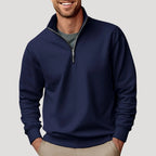 Sweater Heren Halve Rits Comfortabel Marineblauw