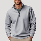 Sweater Heren Halve Rits Comfortabel Grijs