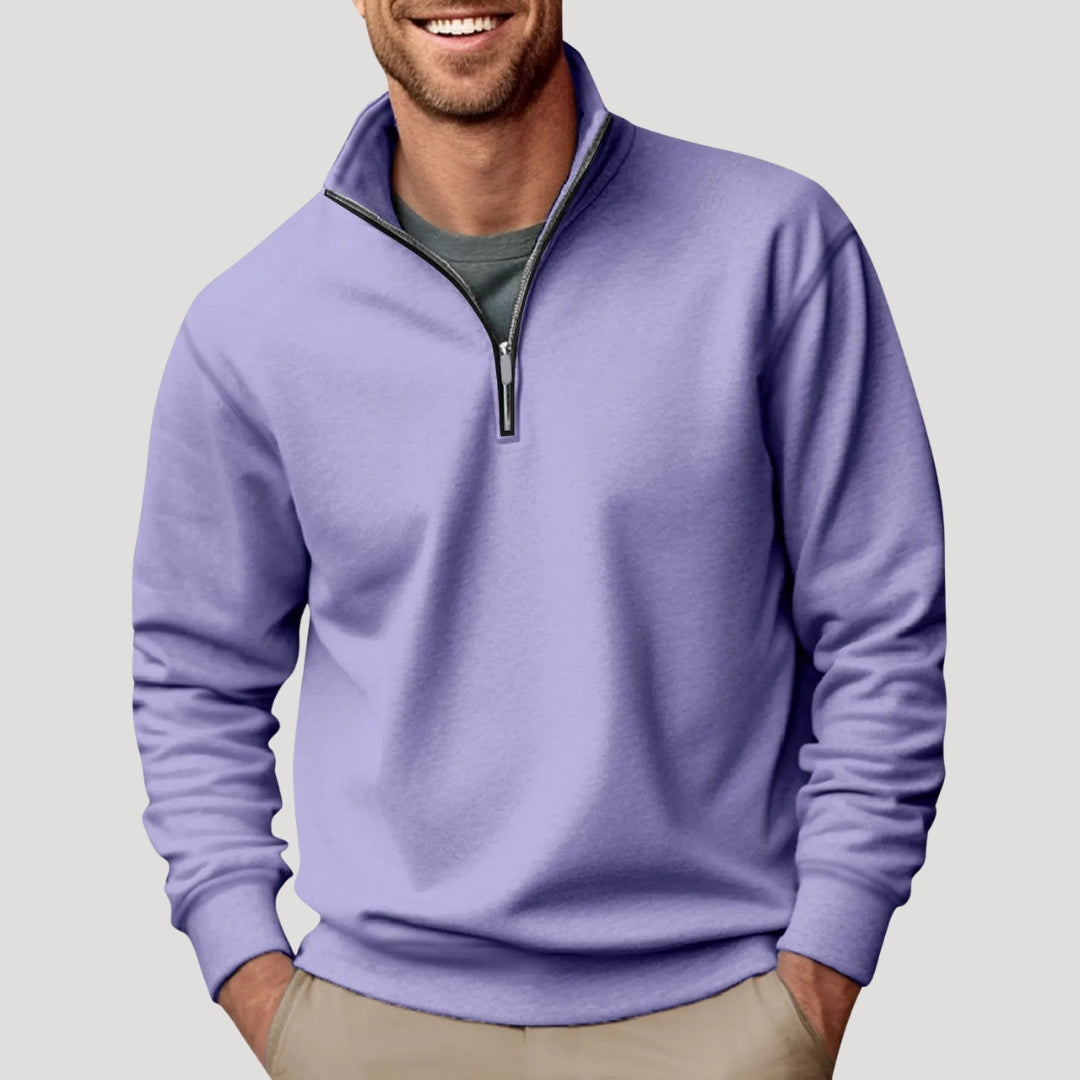 Sweater Heren Halve Rits Comfortabel Paars
