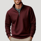 Sweater Heren Halve Rits Comfortabel Bruin