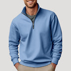 Sweater Heren Halve Rits Comfortabel Blauw