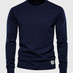 Overhemd Heren Lange Mouwen Ronde Hals Donkerblauw