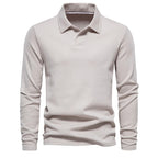 Heren Poloshirt Lange Mouwen met Klassieke Polokraag Blauw