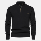 Heren Sweater Met Half-Zip En Ribgebreide Mouwen Beige