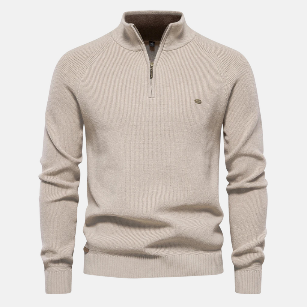 Hermosa | Stijlvolle Heren Sweater met Half-Zip & Opstaande Kraag - Warme Gebreide Trui met Ribgebreide Mouwen & Halve Rits