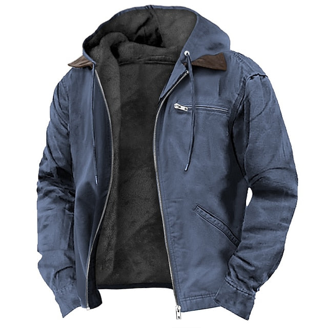 Hermosa | Heren Tussenjas met Capuchon en Warme Fleecevoering Blauw