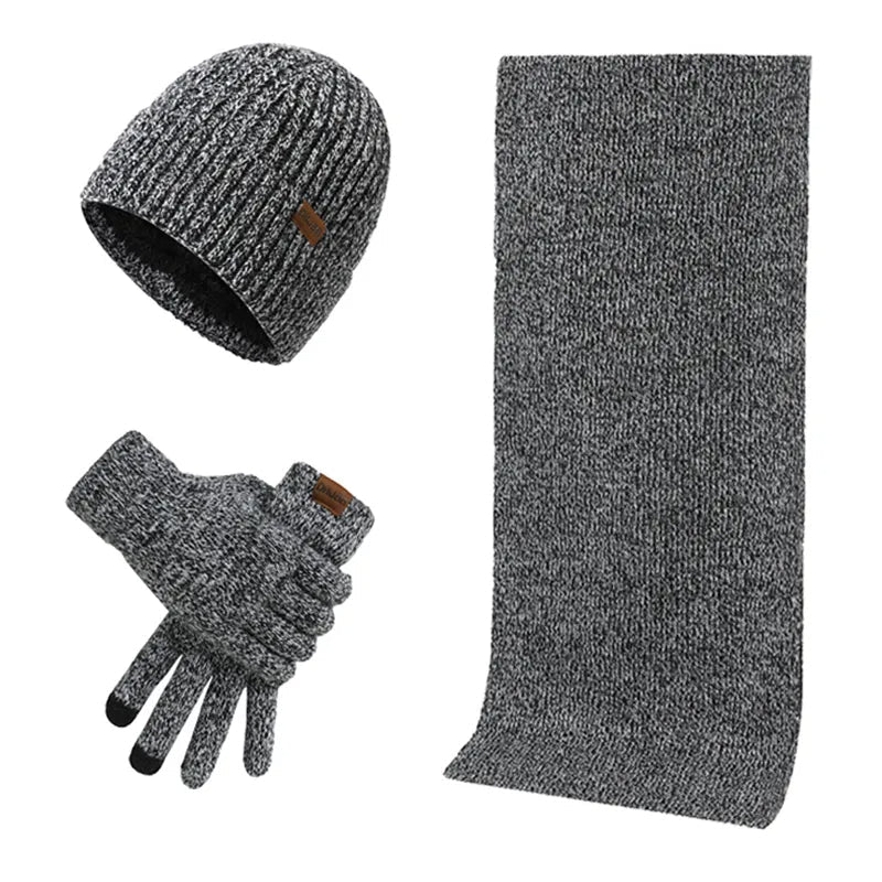 Heren | 3-delige winteraccessoireset voor heren - gebreide muts, sjaal en touchscreen handschoenen 0