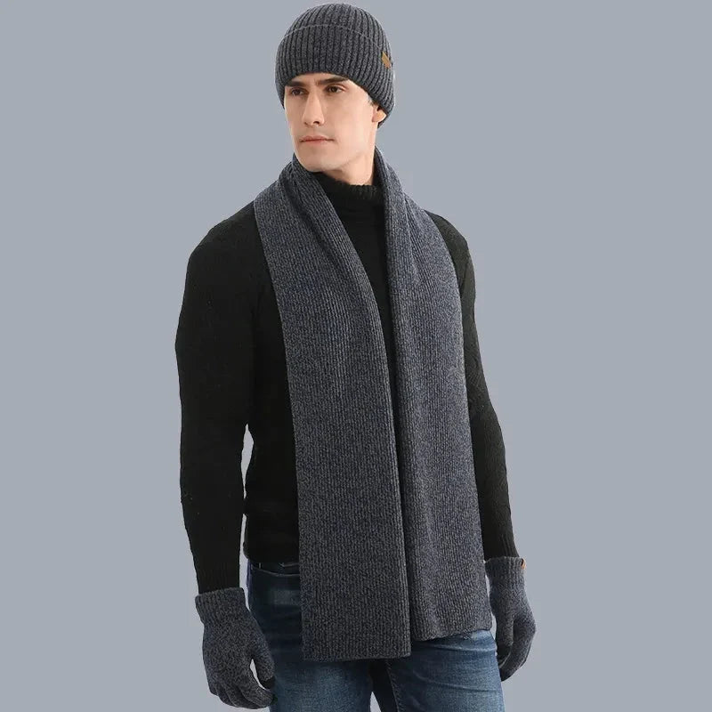 Heren | 3-delige winteraccessoireset voor heren - gebreide muts, sjaal en touchscreen handschoenen 5