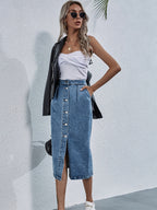 Amara | Maxi Rok Dames - Denim - Met Split