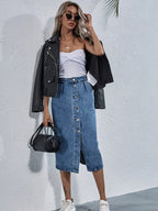 Amara | Maxi Rok Dames - Denim - Met Split