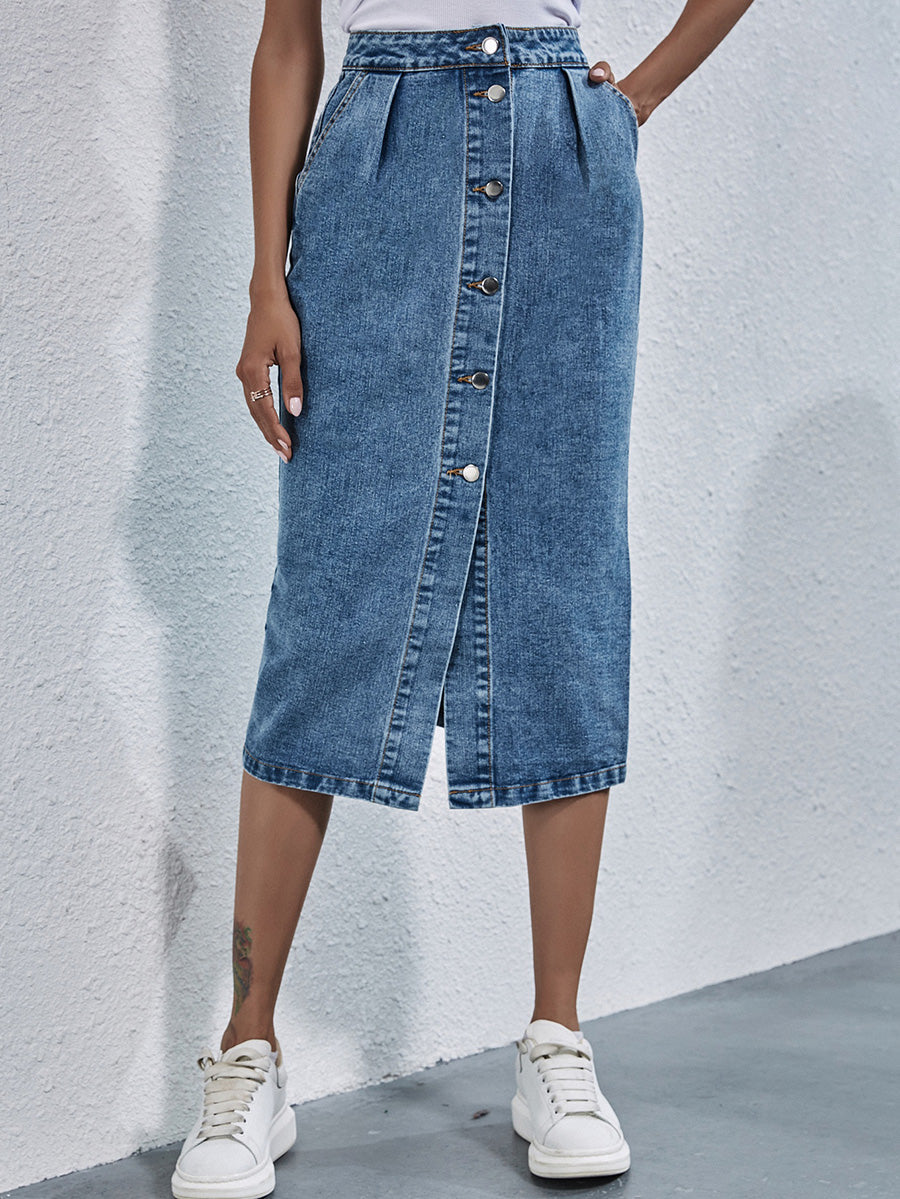 Amara | Maxi Rok Dames - Denim - Met Split