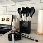 12-delige Siliconen Keukengereedschapset – Kookgerei met RVS Handvatten, Hittebestendig – Culinara Pro Zwart