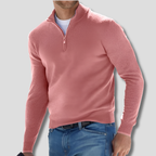 Trui Heren Gebreid Ritskraag Roze